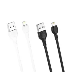 КАБЕЛЬ XO NB200 ДЛЯ LIGHTNING 2.1A, 1M (30PCS, BOTTLE), ЧОРНИЙ, БІЛИЙ