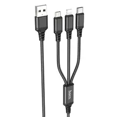 MR3_117546 Кабель combo hoco x76 super charging 3in1 (lightning, micro-usb, type-c), 2a 1m black 