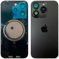 MR3_120675 Задня кришка (скло) iphone 15 pro black titanium, сервісний оригінал у зборі на рамці 