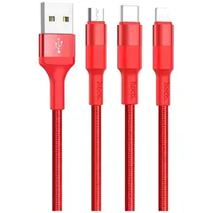 MR3_118244 Кабель combo hoco x26 xpress charging 3in1 (lightning, micro, type-c), 2a 1 m червоний HOCO