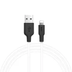 MR3_118270 Кабель usb hoco x21 plus silicone lightning 2.4a 1m black, білий 
