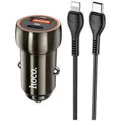 MR3_118327 Автомобільний зарядний пристрій hoco z46a синій whale 1usb 3a 18w qc3.0, pd 1type-c 20w сірий, кабель type-c to lightning HOCO