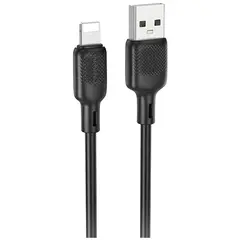 MR3_340821 Кабель borofone usb bx113 silicone, lightning 2.4a 1 m чорний BOROFONE