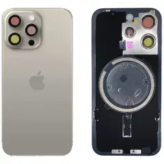 MR3_120686 Задня кришка (скло) для iphone 15 pro max natural titanium, сервісний у зборі на рамці APPLE