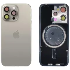 MR3_120678 Задня кришка (скло) для iphone 15 pro natural titanium, сервісний у зборі на рамці APPLE