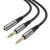 MR4_150968 Адаптер аудіо hoco upa21 2in1 3.5 audio adapter cable (female to 2x male) 0.25m, темно-сірий 