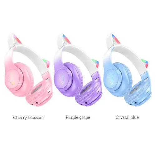 MR4_132470 Навушники накладні hoco w42 cat ears over-ear bt headphones bt5.3 cherry blossom HOCO