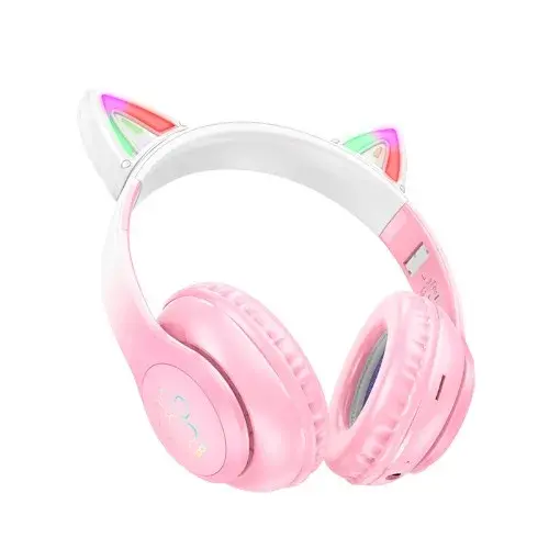 MR4_132470 Навушники накладні hoco w42 cat ears over-ear bt headphones bt5.3 cherry blossom HOCO