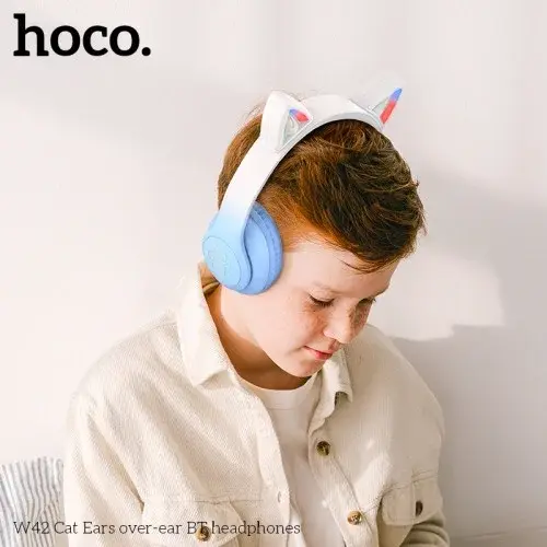 MR4_132470 Навушники накладні hoco w42 cat ears over-ear bt headphones bt5.3 cherry blossom HOCO