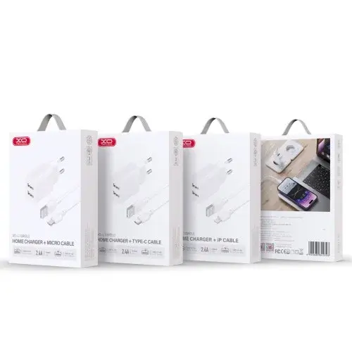 MR4_134578 Мережевий зарядний пристрій xo l109 (eu) dual usb-a 2.4a charger with micro cable, білий XO