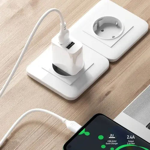 MR4_134578 Мережевий зарядний пристрій xo l109 (eu) dual usb-a 2.4a charger with micro cable, білий XO