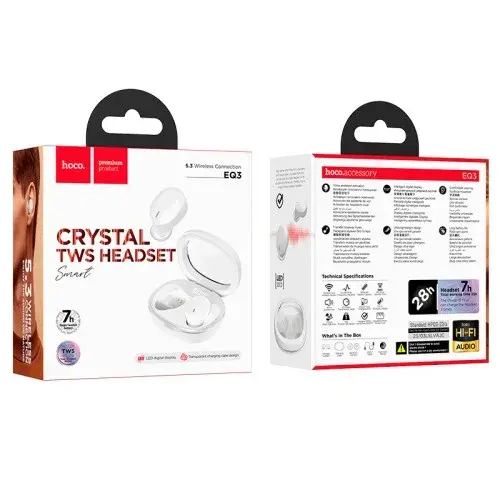 MR4_135966 Навушники бездротові hoco eq3 smart true wireless bt5.3, 7hours, білий HOCO
