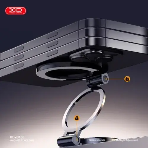 MR4_136241 Автотримач магнітний xo c160 universal magnetic tri-fold cell phone holder, чорний XO