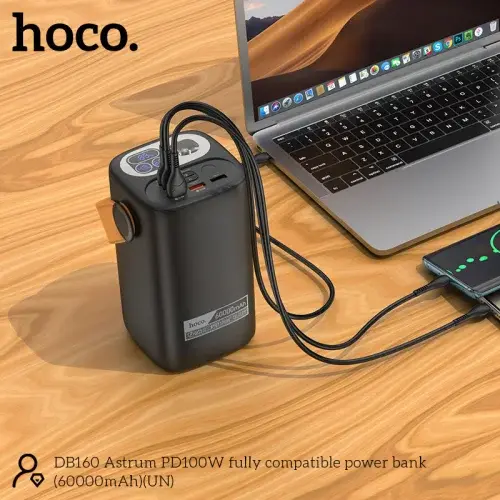 MR4_136322 Зовнішній акумулятор power bank hoco db160 astrum pd100w fully compatible power bank 60000mah, чорний HOCO