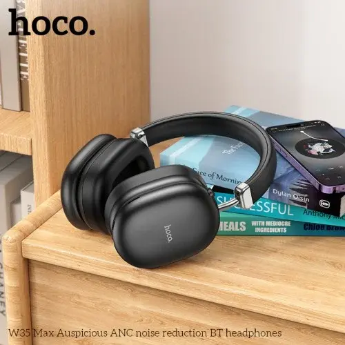 MR4_137265 Навушники накладні hoco w35 max auspicious anc noise reduction bt5.4, 90hours, чорний HOCO