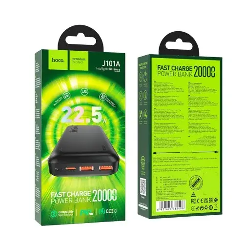 MR4_137577 Зовнішній акумулятор power bank hoco j101a astute 22.5w fully compatible power 20000mah, чорний HOCO