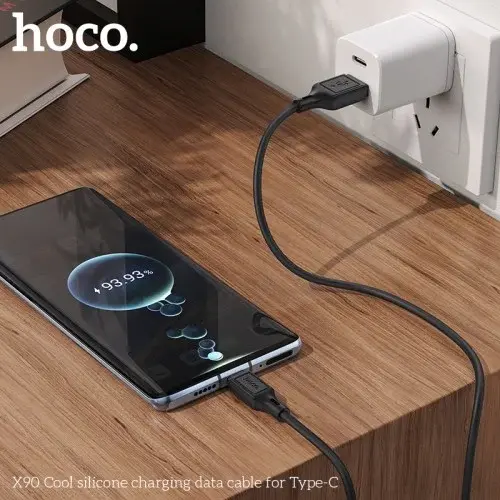 MR4_138113 Кабель hoco x90 cool silicone charging data cable для type-c, 3a, 1 m, чорний HOCO