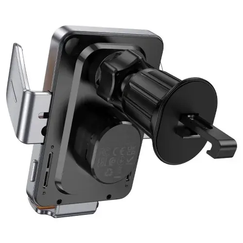 MR4_138117 Автомобільний зарядний пристрій бездротовий hoco hw7 transparent discovery edition wireless fast charging, чорний HOCO
