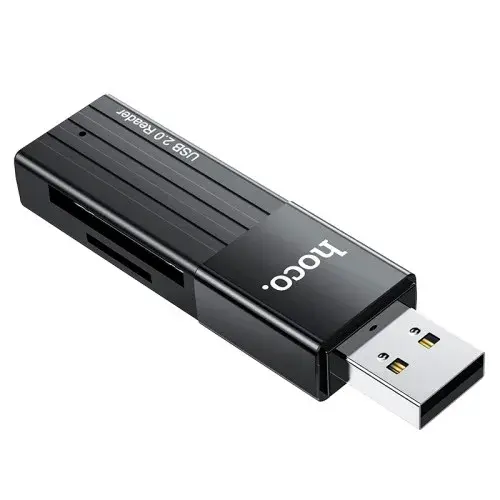 MR4_138630 Картридер hoco hb20 mindful 2in1 usb2.0, чорний HOCO