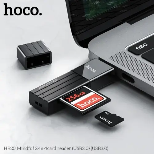 MR4_138631 Картридер hoco hb20 mindful 2in1 usb3.0, чорний HOCO