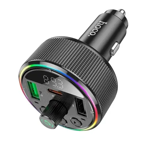 MR4_138645 Fm-трансмітер hoco e82 guerrero, car charger, 2xusb-a, 1xtype-c, pd30w, qc3.0, сірий HOCO