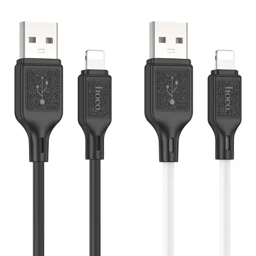 MR4_139101 Кабель hoco x90 cool silicone charging data cable для lightning, 2.4a, 1 m, чорний HOCO