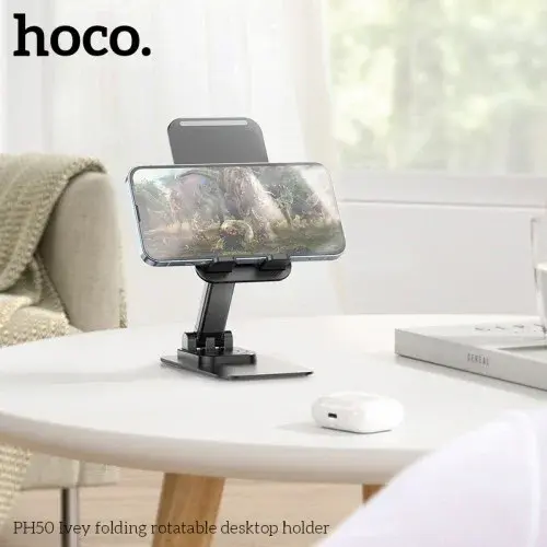 MR4_139631 Тримач настільний hoco ph50 ivey folding rotatable desktop holder, чорний HOCO