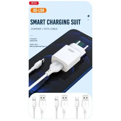 MR4_140322 Мережевий зарядний пристрій xo l99 (eu) 2.4a home charger with micro cable, білий XO