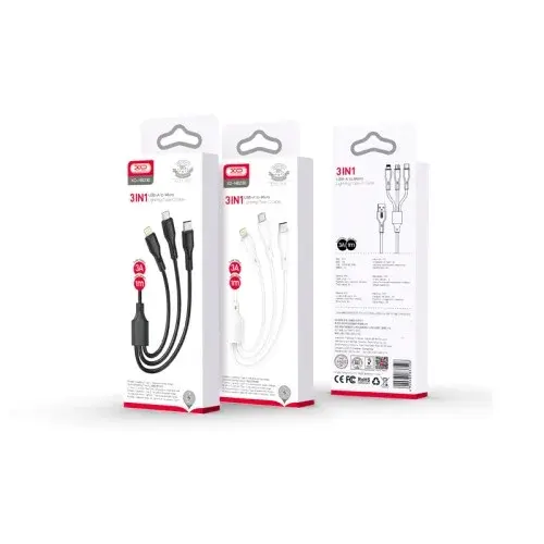 MR4_140334 Кабель 3in1 xo nb230 2.4a rock series data cable, чорний XO