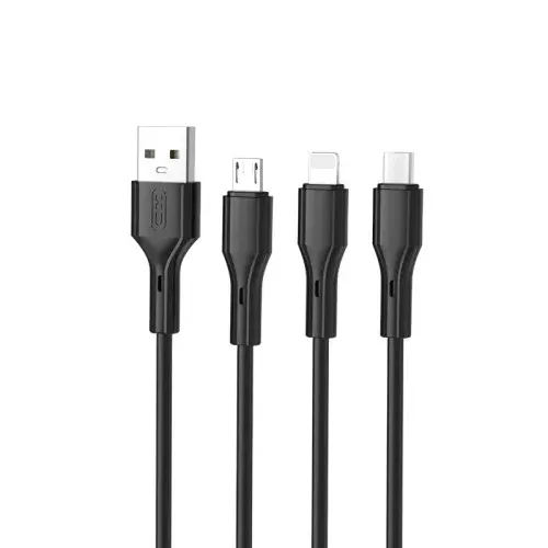 MR4_140334 Кабель 3in1 xo nb230 2.4a rock series data cable, чорний XO