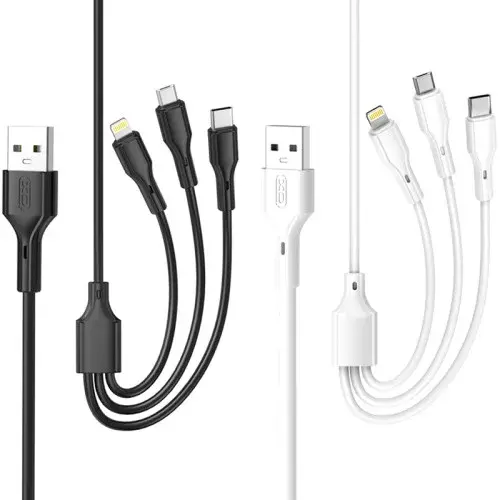 MR4_140334 Кабель 3in1 xo nb230 2.4a rock series data cable, чорний XO