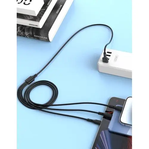 MR4_140334 Кабель 3in1 xo nb230 2.4a rock series data cable, чорний XO