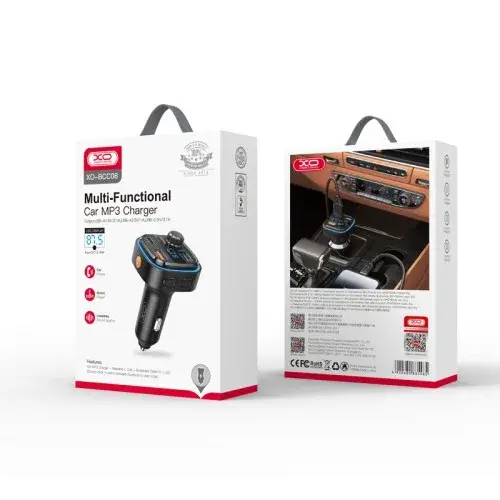 MR4_140338 Fm-трансмітер xo bcc08 mp3, 5v, 3.1a, car charger with ambient light, чорний XO