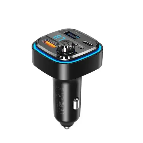 MR4_140338 Fm-трансмітер xo bcc08 mp3, 5v, 3.1a, car charger with ambient light, чорний XO