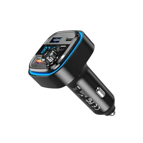 MR4_140338 Fm-трансмітер xo bcc08 mp3, 5v, 3.1a, car charger with ambient light, чорний XO