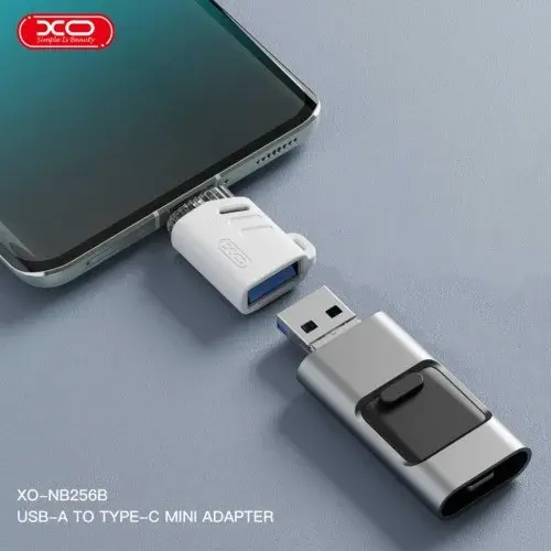 MR4_140373 Адаптер otg xo nb256b usb-a female to type-c (with lanyard), білий XO