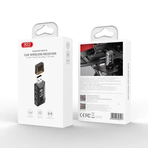 MR4_140389 Fm-трансмітер xo bcc16 bluetooth transmitter support fm transmitter, support tf card, чорний XO