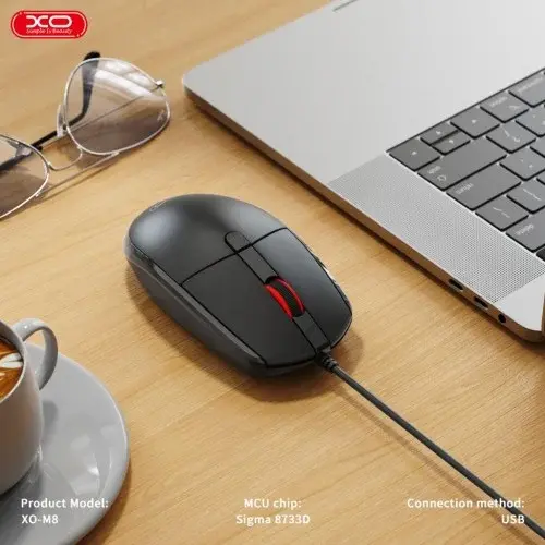 MR4_140390 Комп’ютерна мишка xo m8 yunxiao wired mouse, чорний XO