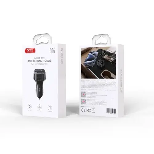 MR4_140403 Fm-трансмітер xo bcc17 smart bluetooth mp3 a+c, dual port pd30w, чорний XO