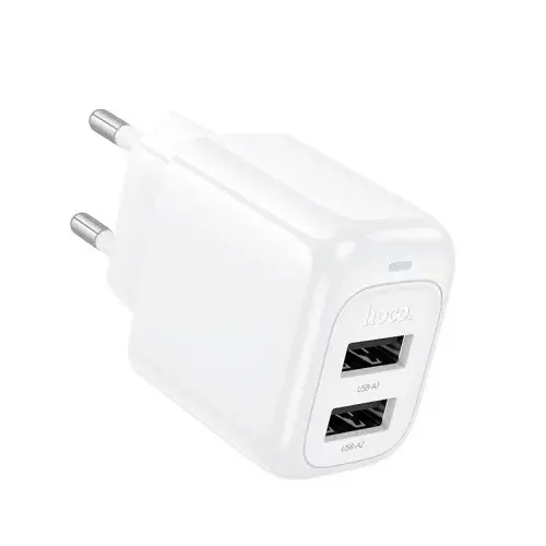 MR4_142091 Мережевий зарядний пристрій hoco cs51a surplus dual-port charger 2usb, 2.4a, білий HOCO