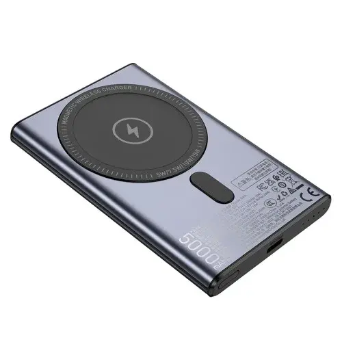 MR4_143167 Зовнішній акумулятор power bank hoco q32 bird pd20w wireless magnetic power bank (5000mah) metal, сірий HOCO