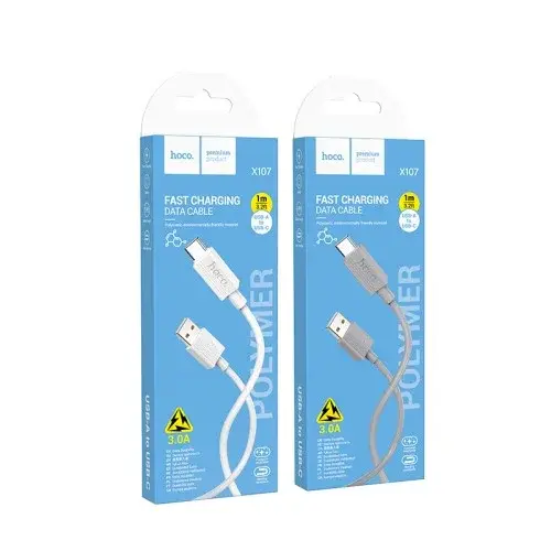 MR4_144027 Кабель hoco x107 favor charging data cable type-c 3a, 1 m, білий HOCO