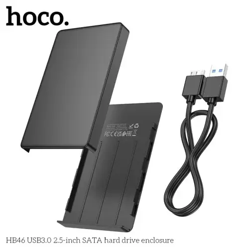 MR4_144030 Корпус для ssd диска hoco hb46 usb3.0 2.5-inch sata hard drive enclosure 6tb чорний HOCO