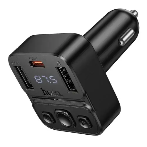 MR4_144436 Fm-трансмітер hoco e87 delta, car charger, 35w, 2xusb-a, 1xtype-c, чорний HOCO