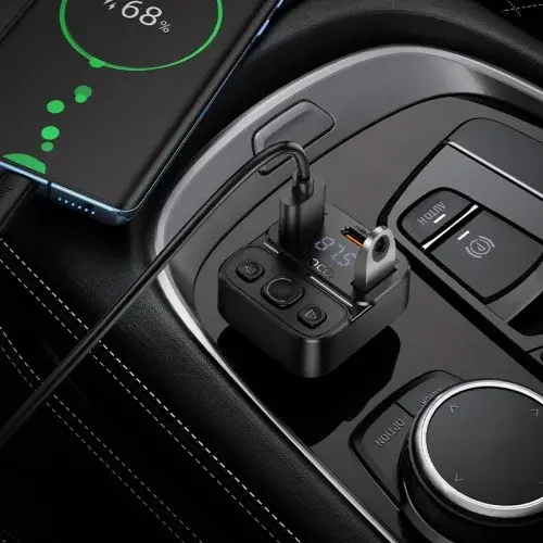 MR4_144436 Fm-трансмітер hoco e87 delta, car charger, 35w, 2xusb-a, 1xtype-c, чорний HOCO