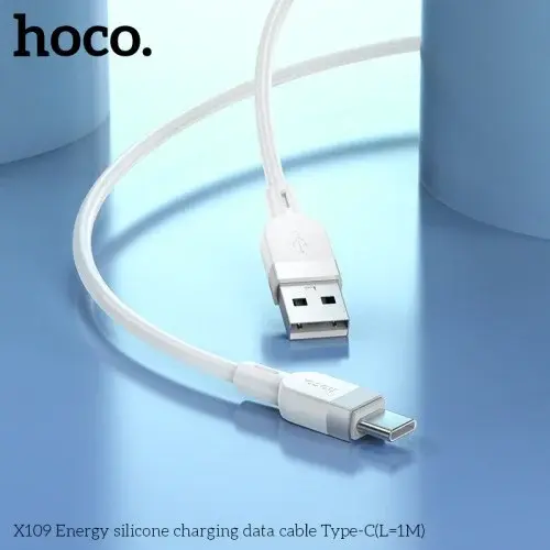 MR4_145054 Кабель hoco x109 energy silicone charging data cable type-c, 3a, 1 m, білий HOCO