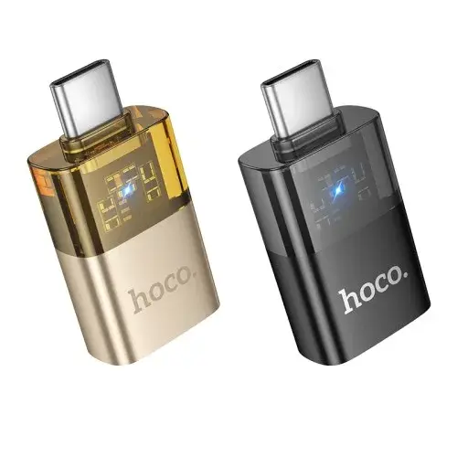 MR4_145289 Перехідник otg hoco ua36b c male to usb female otg transparent adapter, чорний HOCO