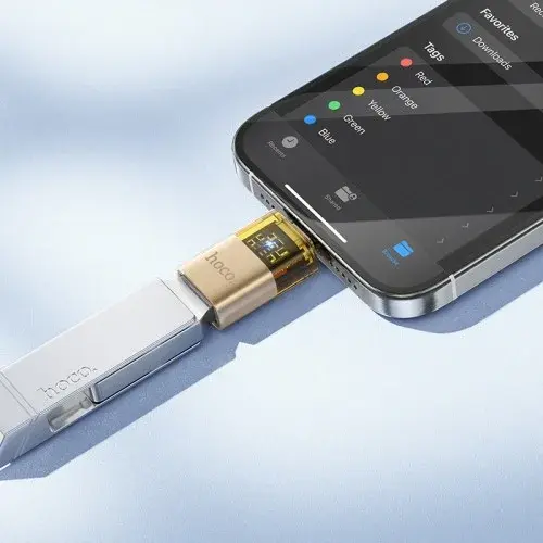 MR4_145289 Перехідник otg hoco ua36b c male to usb female otg transparent adapter, чорний HOCO