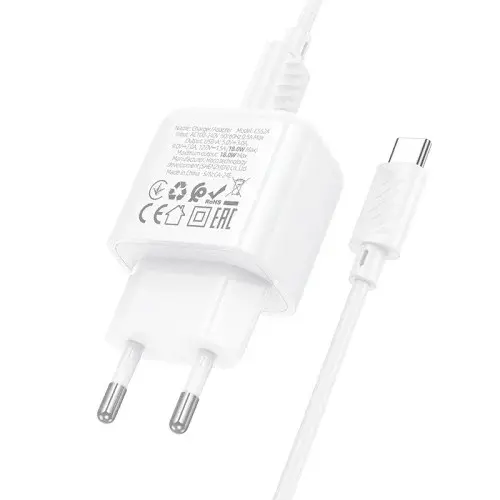 MR4_145533 Мережевий зарядний пристрій hoco cs52a surplus single-port qc3.0 charger set (type-c), білий HOCO