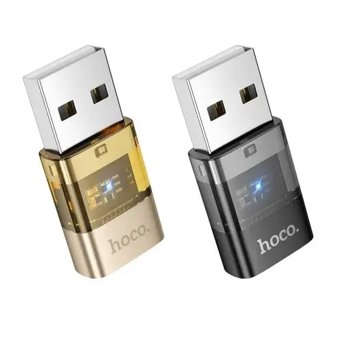 MR4_145613 Перехідник hoco ua36c usb male to c female usb2.0 transparent adapter, чорний HOCO